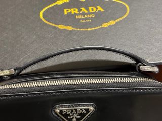 Bolso Bandolera Prada Brique Piel Cepillada Negro