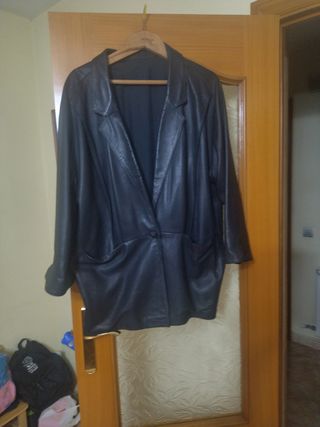 Chaqueta de piel 3/4 mujer negra