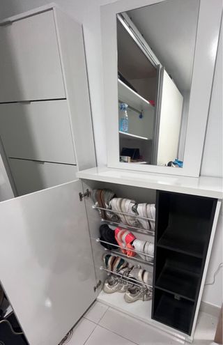 Mueble recibidor zapatero con espejo