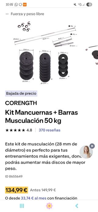 Kit Banco de pesas ajustable + pesas nuevas 