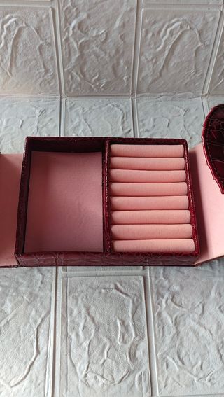 Bolso joyero vintage de viaje rojo