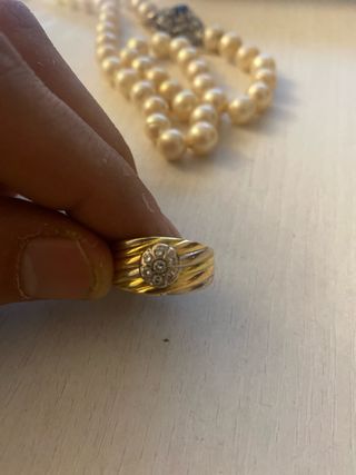Anillo Oro Blanco y Amarillo con Diamantes