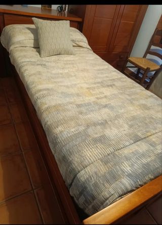 Edredón ajustable beige y gris