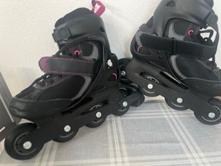 Patines en línea negros y rosas. Talla 37