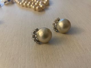 Pendientes perla y diamantes oro blanco