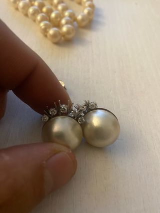 Pendientes perla y diamantes oro blanco