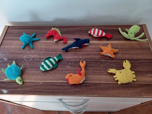 Set 10 Animali Stoffa Marini
