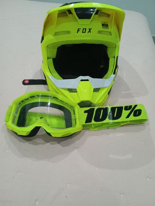 Casco de Motocross Fox Amarillo V1 talla YL niño