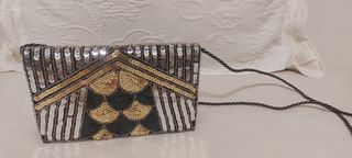 Bolso de fiesta lentejuelas dorado y plateado
