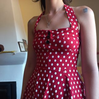 Vestido vintage lunares rojo y blanco