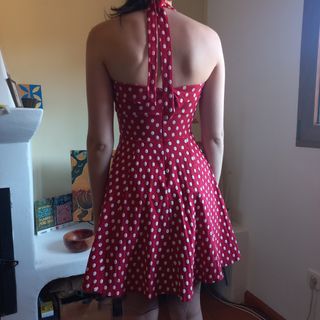 Vestido vintage lunares rojo y blanco