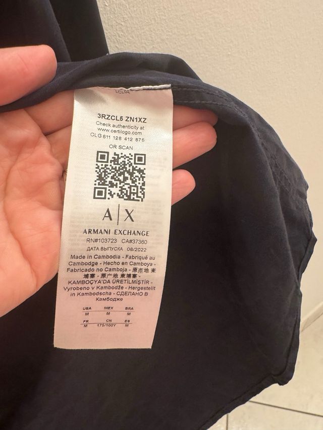 Camicia Armani Exchange Uomo Blu Taglia M