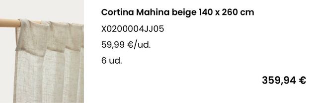 Cortina Mahina beige 140x260 cm