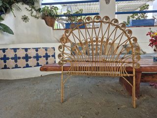 Cabecero de mimbre estilo abanico