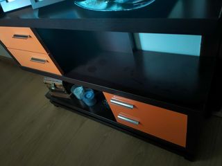 Mueble recibidor madera y cristal