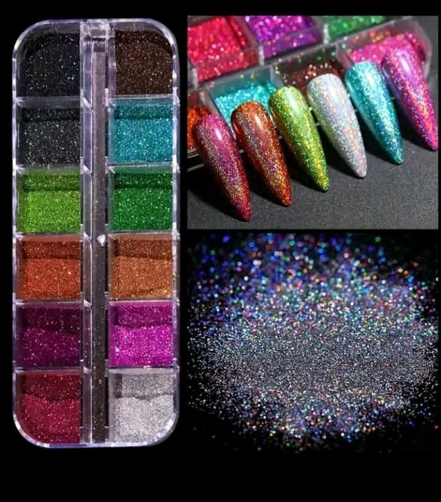 Set de 12 colores glitter para manicura 