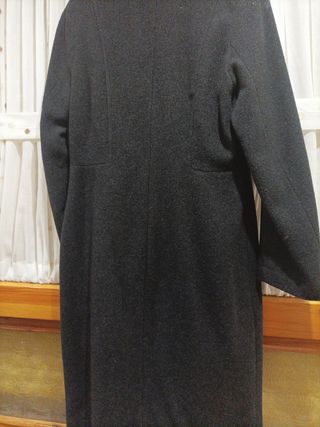Abrigo largo paño mujer negro y gris