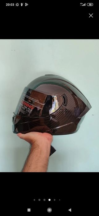 Casco integral moto Talla S pintura carbono