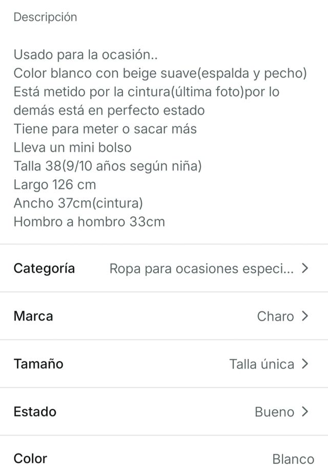 Vestido de Comunión Niña Blanco