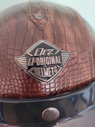 Casco Moto Retro Jet Talla L Cuero Marrón