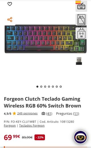 Teclado Forgeon Clutch RGB Español