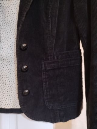 Chaqueta Pana Mujer Talla S/36 Negra/Marrón