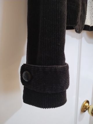 Chaqueta Pana Mujer Talla S/36 Negra/Marrón