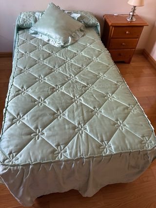 Edredón verde menta cama 90 cm