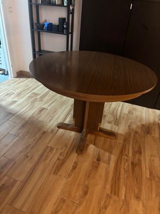 Mesa redonda comedor extensible de madera