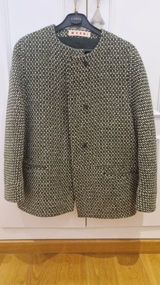 Abrigo Marni Verde y Beige lana