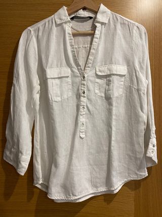 Camisa blanca verano botones bolsillos