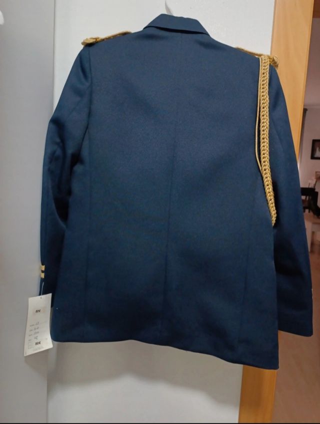 Traje de comunión niño azul y dorado