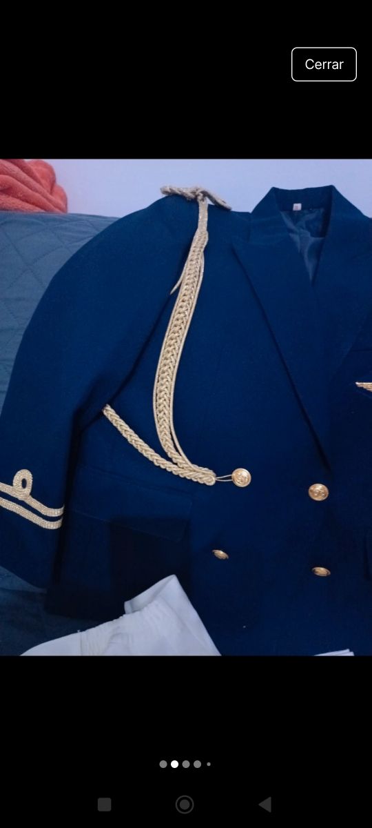 Traje de comunión niño azul y dorado