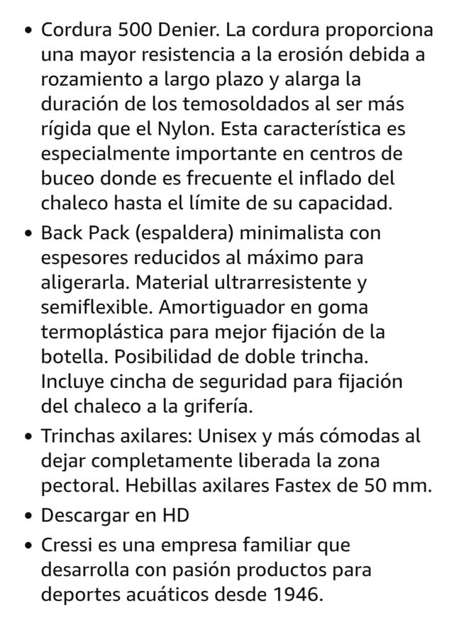 Chaleco Hidrostático Cressi Buceo T /M