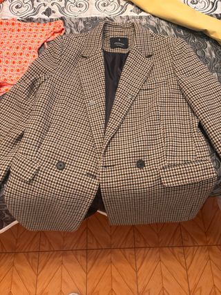 Americana cuadros Stradivarius mujer