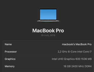 MacBook Pro 15,6 Gris 2018