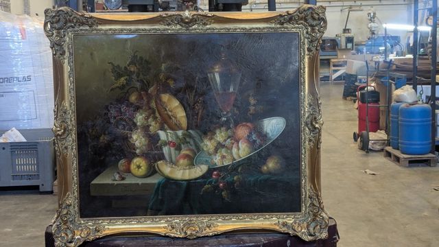 Bodegón de frutas y cesta