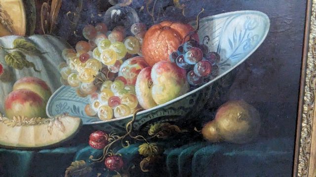 Bodegón de frutas y cesta