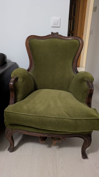 Butaca vintage terciopelo verde