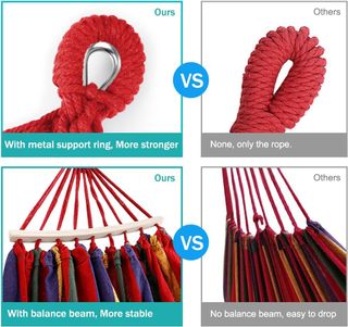 Hamaca Tela Multicolor con Travesaños Madera