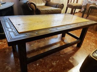 Mesa de centro antigua madera y mármol