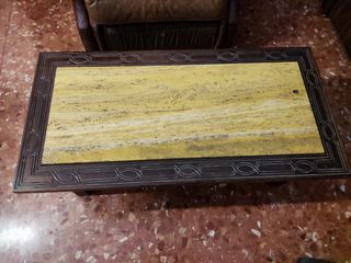 Mesa de centro antigua madera y mármol