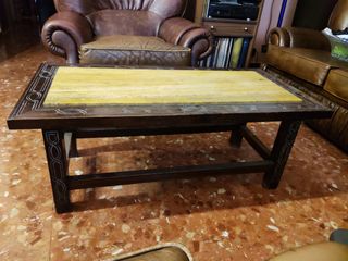 Mesa de centro antigua madera y mármol