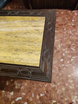 Mesa de centro antigua madera y mármol