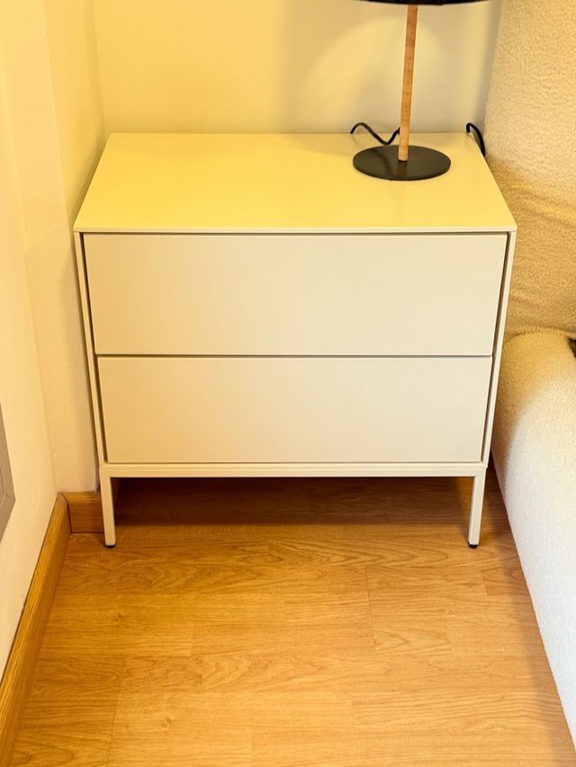 Mesita de noche Vedrana 2 cajones DM lacado blanco