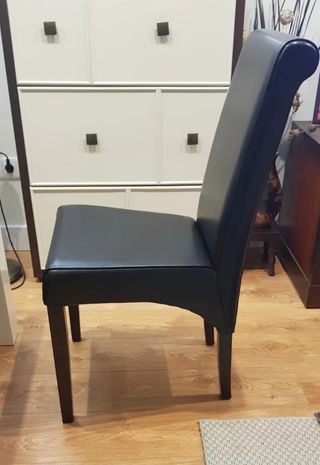 Mesa y  4 Sillas Comedor de piel auténtica 