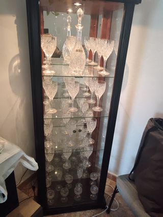 Vitrina Cristalera Vintage Madera y Cristal