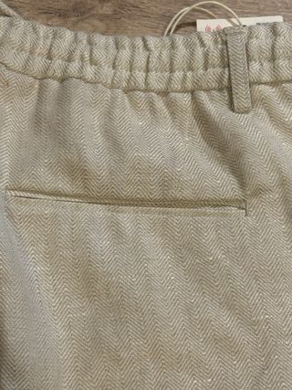 Pantalones Lino Hombre Zara Beige