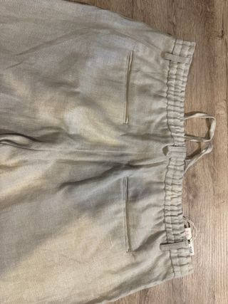 Pantalones Lino Hombre Zara Beige
