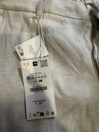 Pantalones Lino Hombre Zara Beige